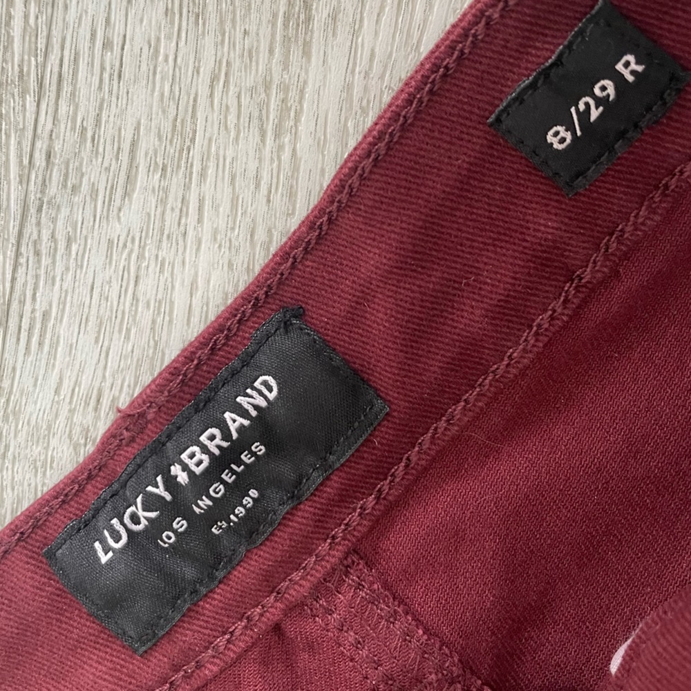 NWT 🦋 LUCKY BRAND Wine Straight Leg pants | Size: 8/29 - Picture 6 of 13